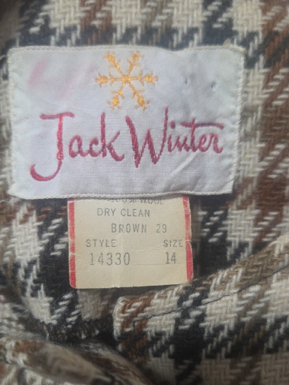Vintage Jack Winter 100% Wool Houndstooth Belted Vest Size 14 - Picture 9 of 10